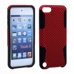 iPod Touch 5 Mesh Hybrid Case (Red-Black)
